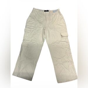 Hollister Linen Blend Light Beige Cargo Pants Sz XL - NWOT